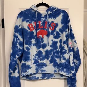 Buffalo David Bitton Blue & White Tie-Dye Bills Hoodie with Red Logo